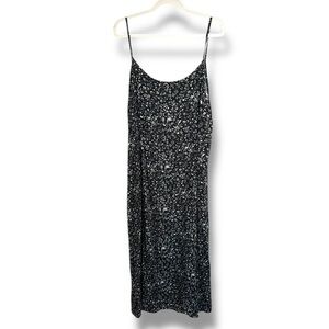 90s Y2K Black and White Ditzy Floral Maxi Dress Size 18